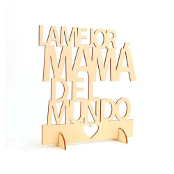 CARTEL MADERA "LA MEJOR MAMÁ DEL MUNDO"