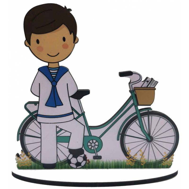 FIGURA PASTEL COMUNIÓN BICICLETA NIÑO