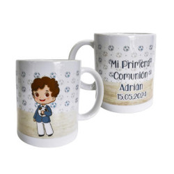 TAZA NIÑO COMUNIÓN BALONES PERSONALIZADA