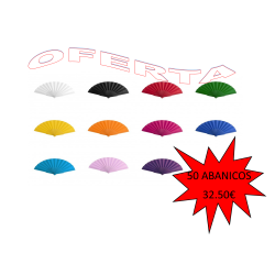 LOTE DE 50 ABANICOS TELA COLOR